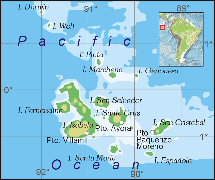 Галапагосские острова показать на карте. Галапагосские острова на карте Тихого океана. Широта и долгота Галапагосские острова.